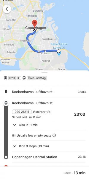 Copenhagen route to city centre