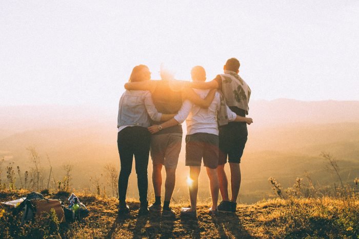 Friends sharing travel stories
