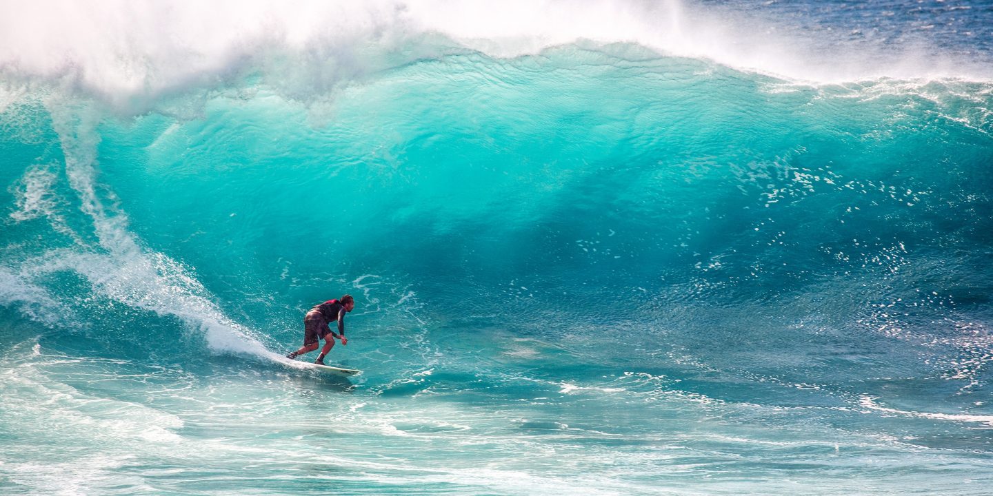 Man surfing on big wave