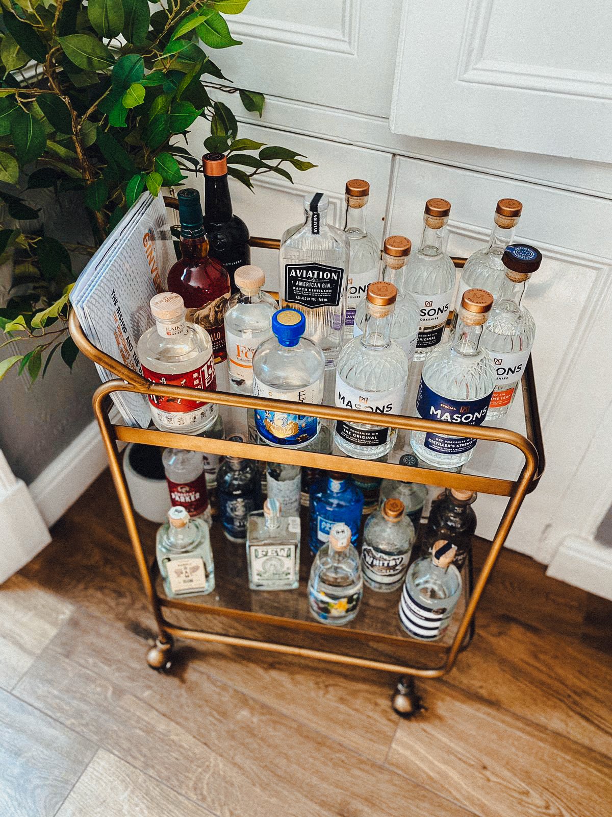 A selection of gins on the trolley in the Bishop and Bison. Ginventory!