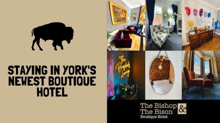 Blog header with various images of the bishop and bison boutique hotel. pictures of the various hotel rooms.