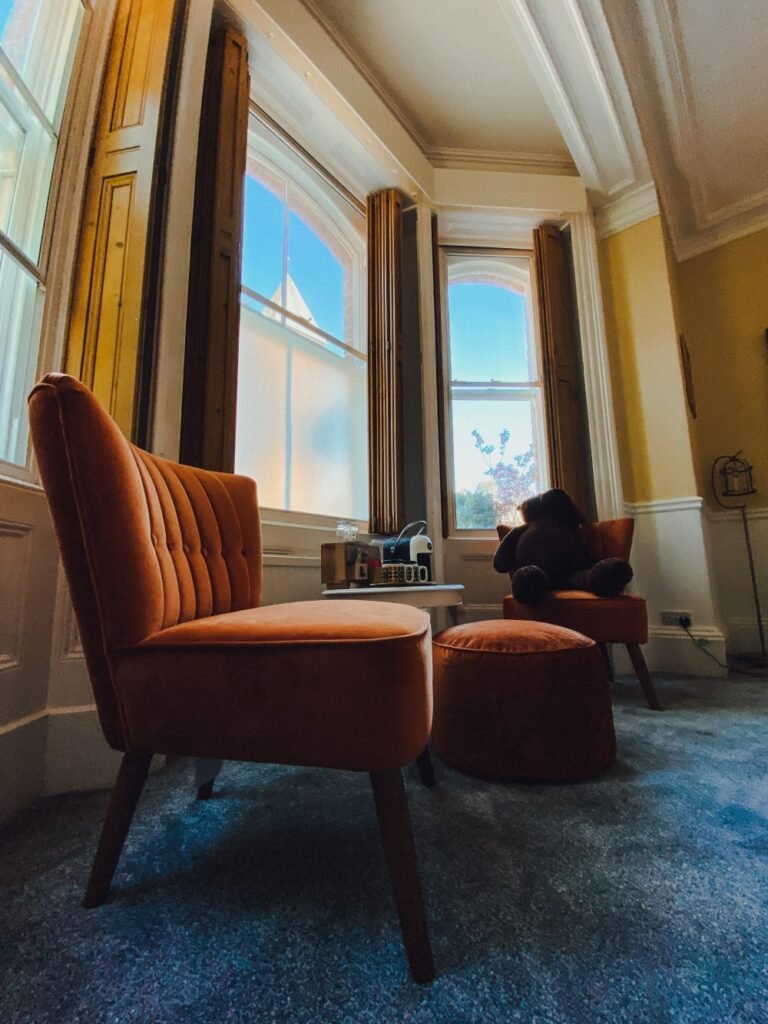 orange chairs in the bison