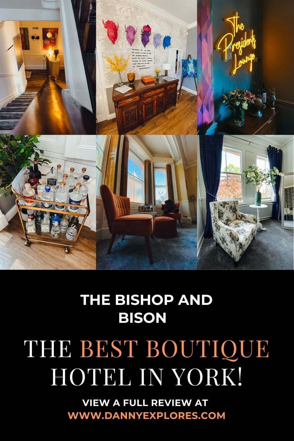Pintrest sharing image for B&B showcasing areas of the hotel
